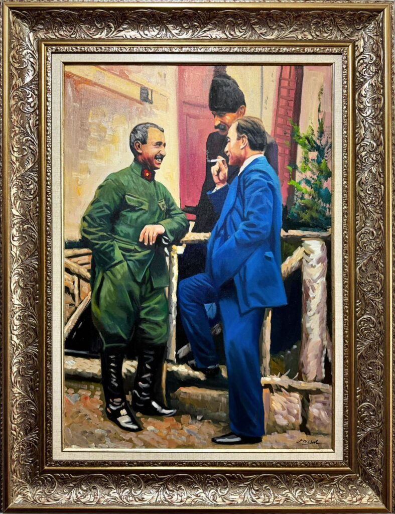 Atatürk ile İsmet İnönü Sohbet ederken (Faysal Çakmaz imzalı)